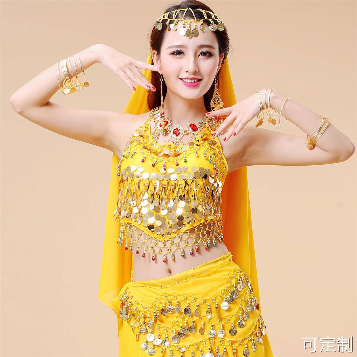 Headscarves + necklaces + earrings + bracelets + nose chains + tops + waists + averages